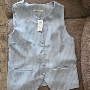 Abercrombie & Fitch Light Blue Striped Vest